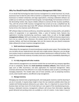 Why You Should Practice Efficient Inventory Management With Odoo