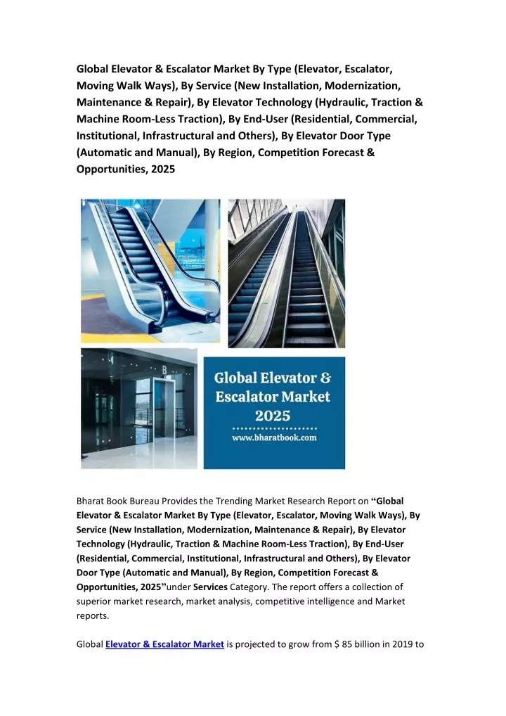 global elevator escalator market by type elevator