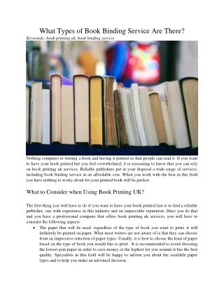 what types of book binding service are there