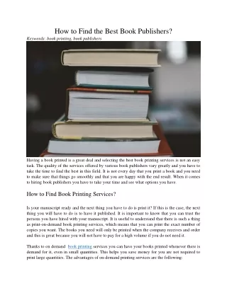 how to find the best book publishers keywords