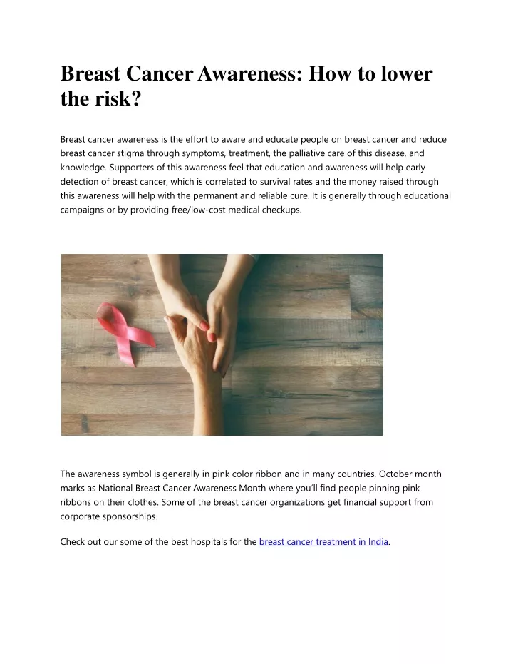breast cancer awareness how to lower the risk