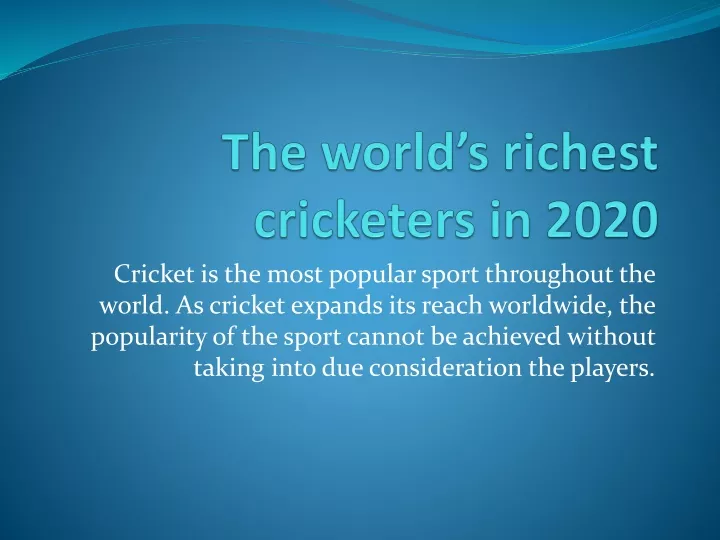 the world s richest cricketers in 2020