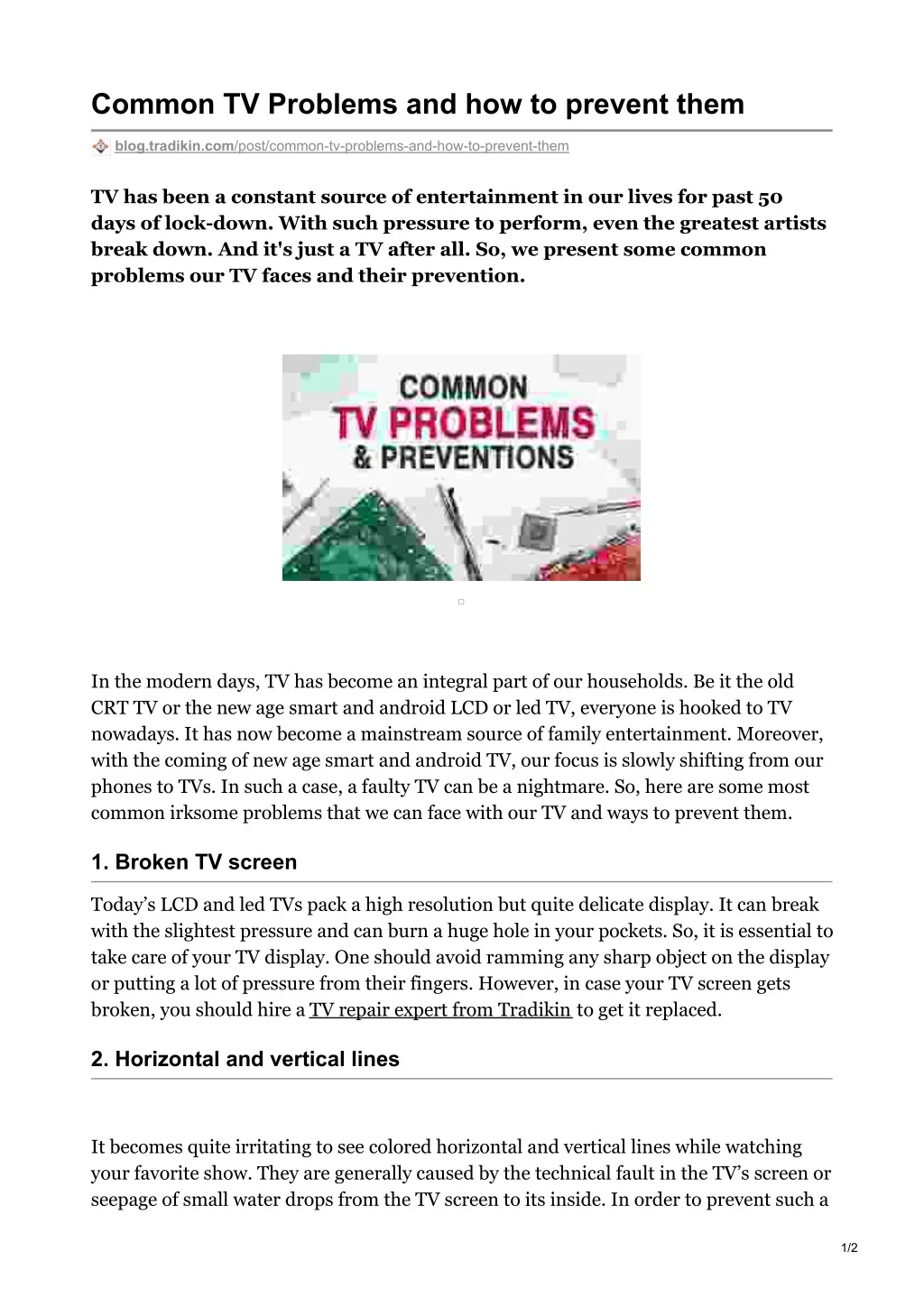 PPT - Common TV Problems and how to prevent them PowerPoint ...