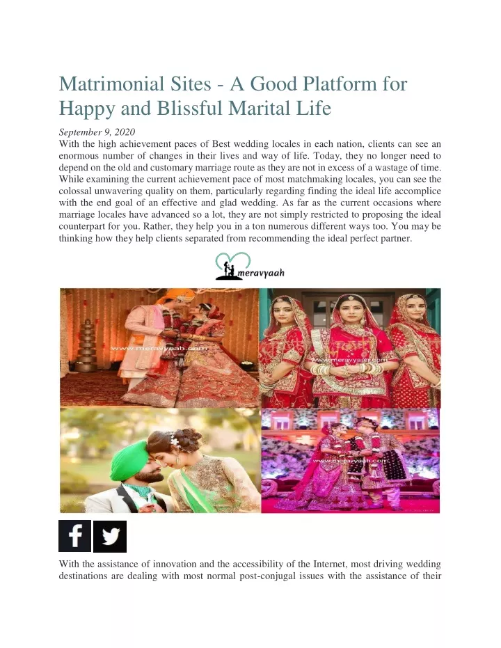 matrimonial sites a good platform for happy