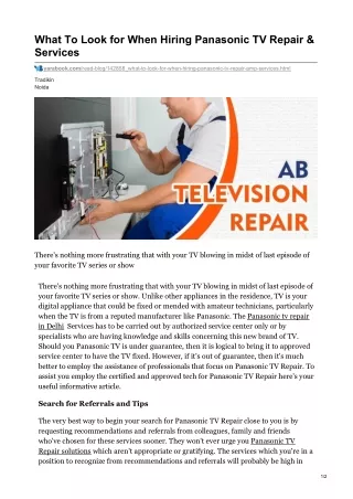 What to look for when hiring panasonic tv repair services