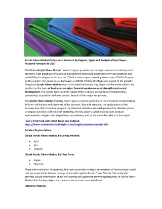 Acrylic Fibers Market