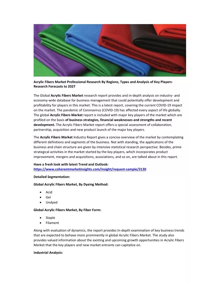 acrylic fibers market professional research