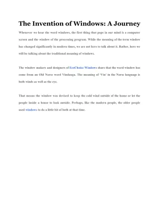 the invention of windows a journey