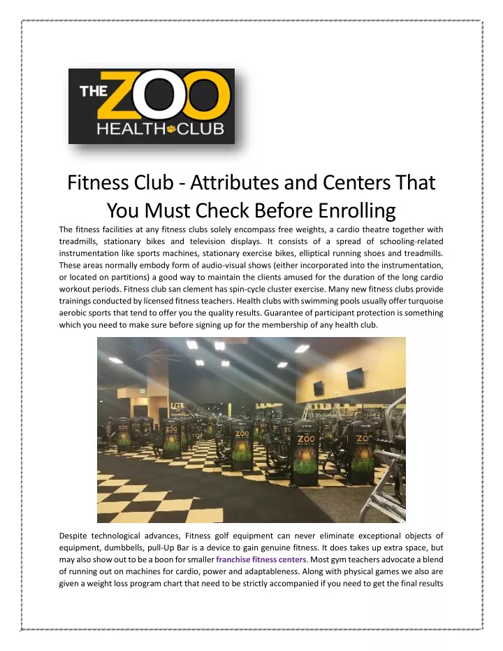 fitness club attributes and centers that you must