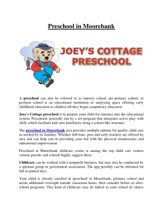 preschool in moorebank