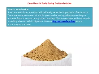 Enjoy Flavorful Tea by Buying Tea Masala Online