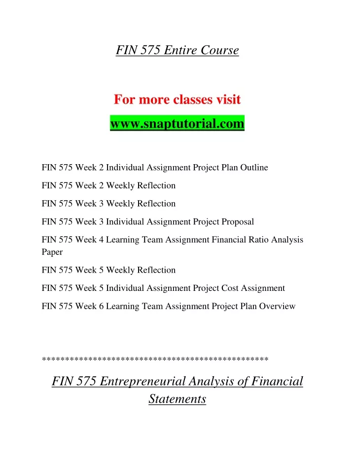 fin 575 entire course