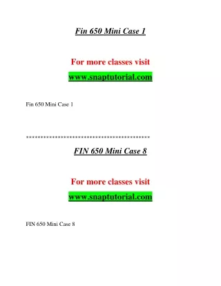 FIN 650  Greate Future / snaptutorial.com