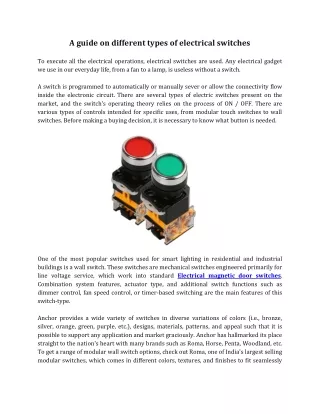 a guide on different types of electrical switches