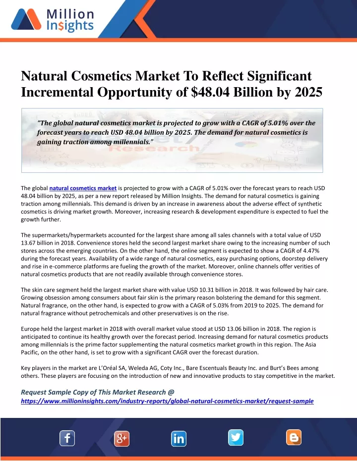 natural cosmetics market to reflect significant