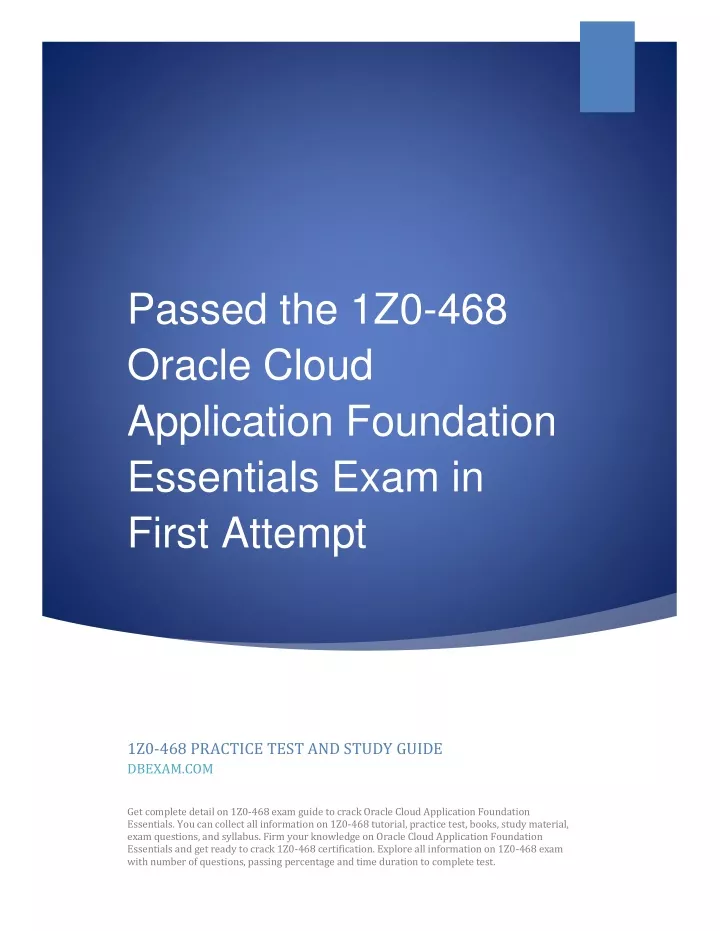 passed the 1z0 468 oracle cloud application