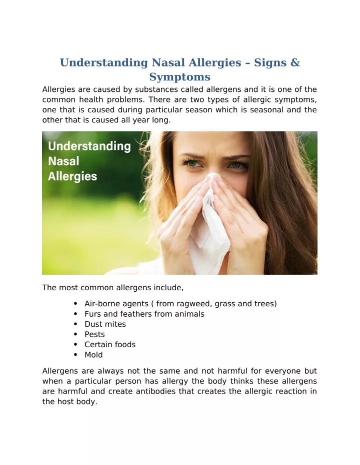understanding nasal allergies signs symptoms
