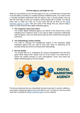 find the agency just right for you