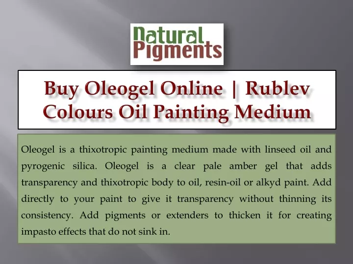 buy oleogel online rublev colours oil painting medium