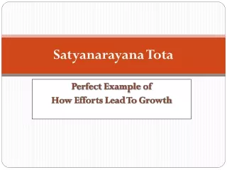 Satyanarayana Tota -Perfect Example of How Efforts Lead To Growth