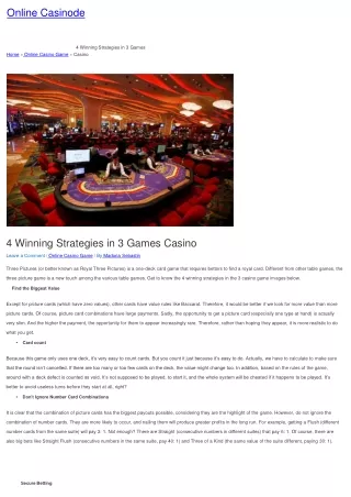 4 Winning Strategies in 3 Games Casino