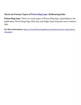 check out various types of piston ring gaps