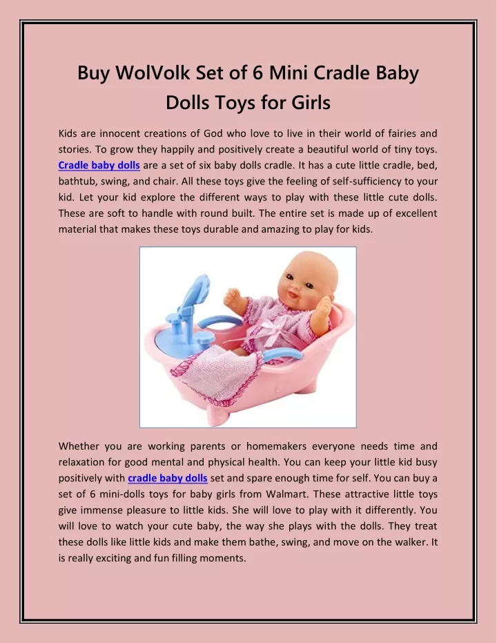 buy wolvolk set of 6 mini cradle baby dolls toys