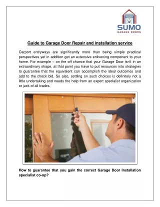 Guide to Garage Door Repair and installation service