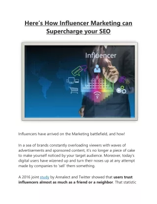Here’s how Influencer Marketing can Supercharge your SEO