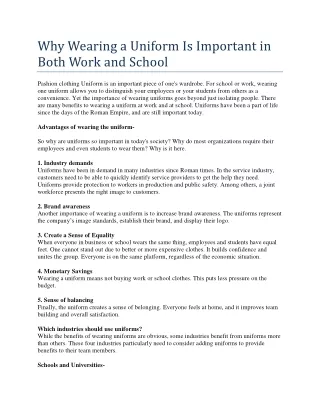 why wearing a uniform is important in both work