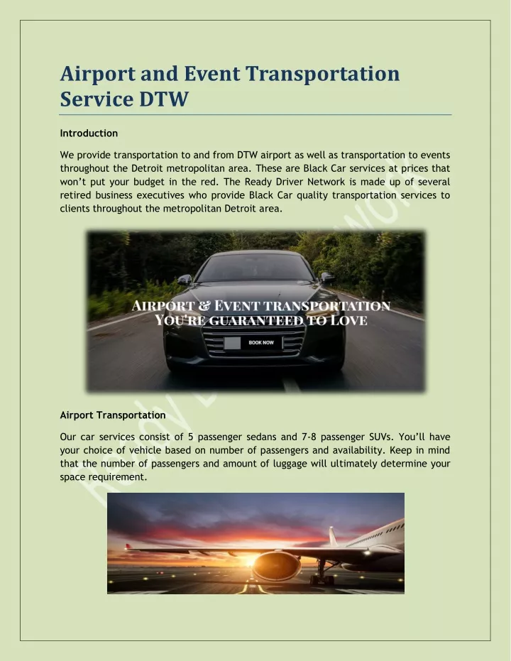 airport and event transportation service dtw