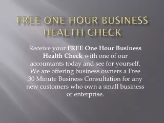 FREE One Hour Business Health Check