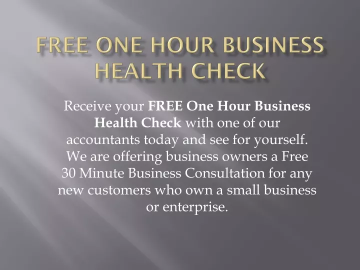 free one hour business health check