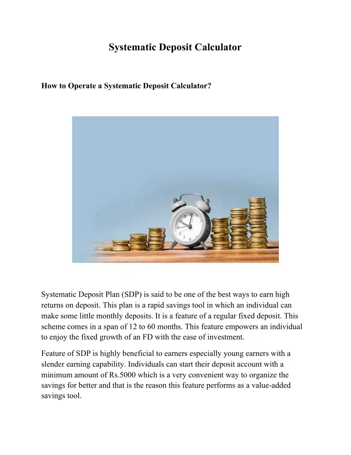 systematic deposit calculator