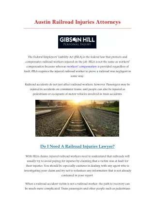 austin railroad injuries attorneys