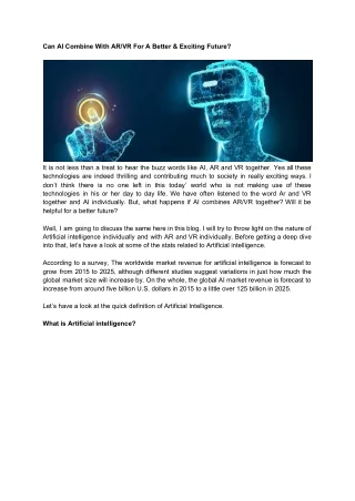 can ai combine with ar vr for a better exciting