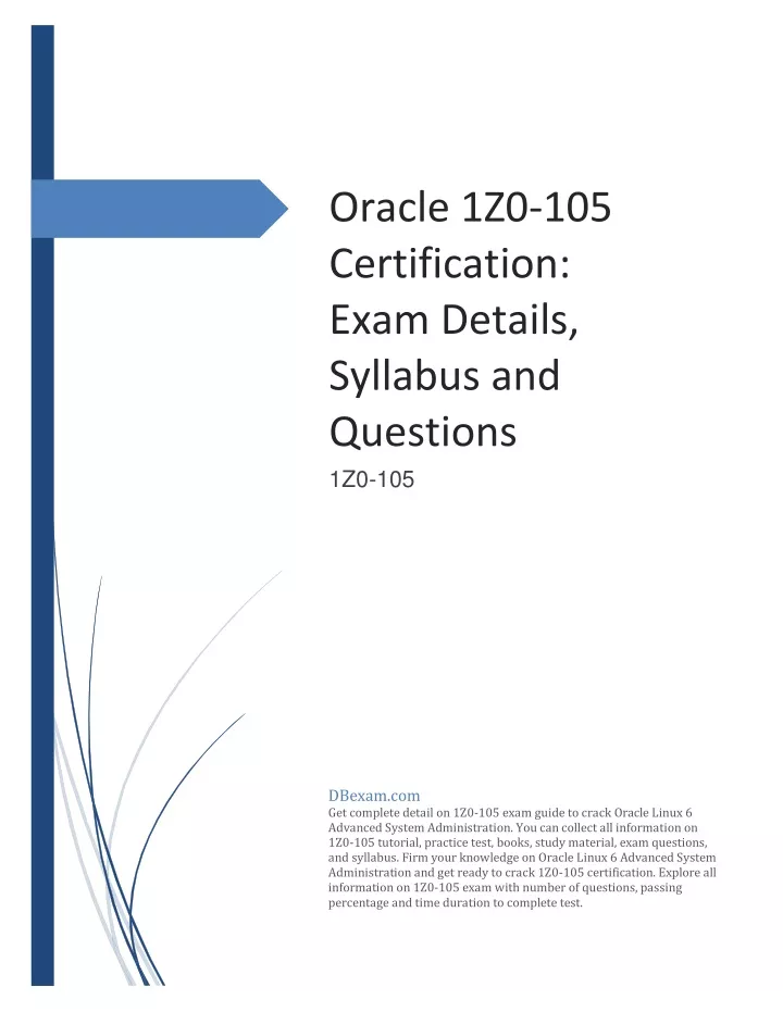 oracle 1z0 105 certification exam details