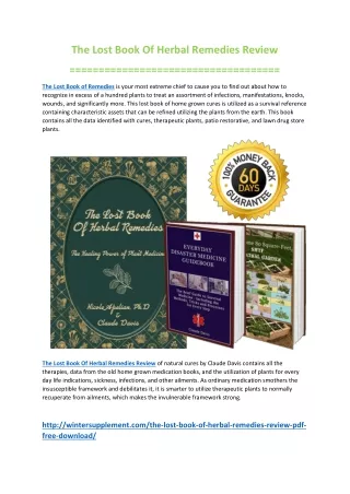 The Lost Book Of Herbal Remedies PDF Download