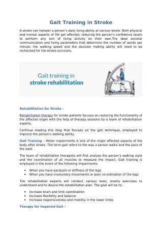 gait training in stroke