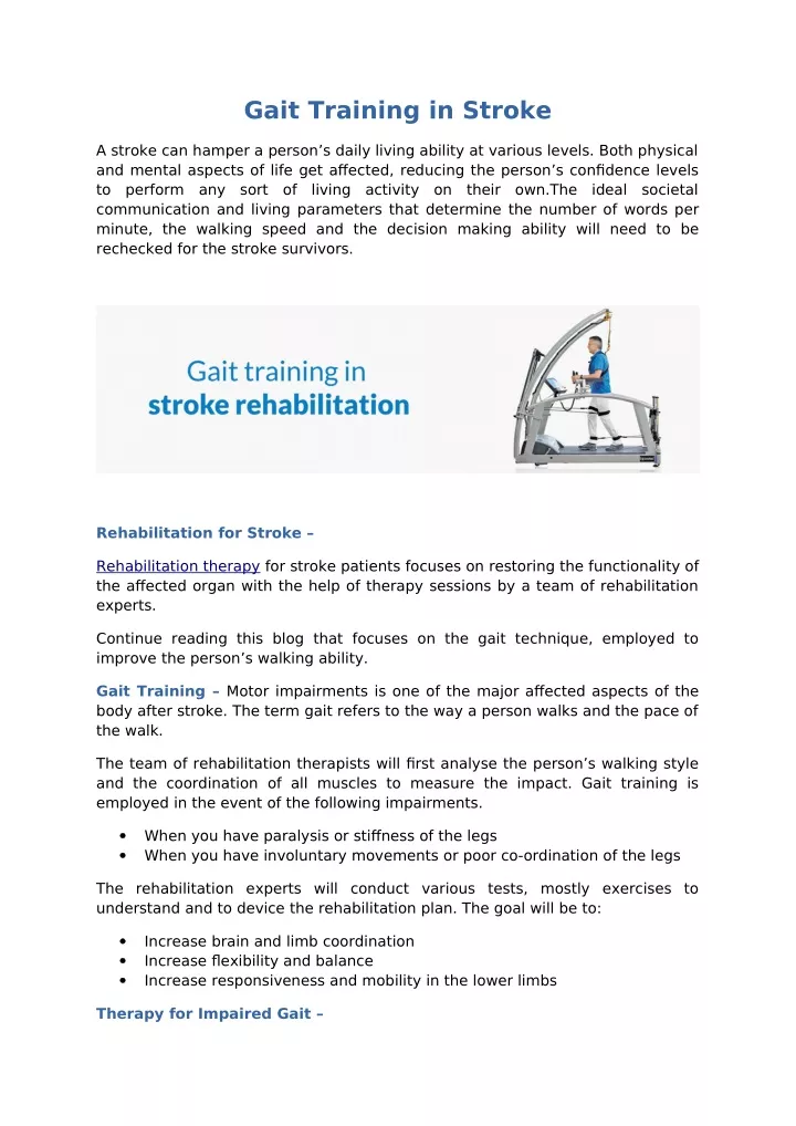 gait training in stroke