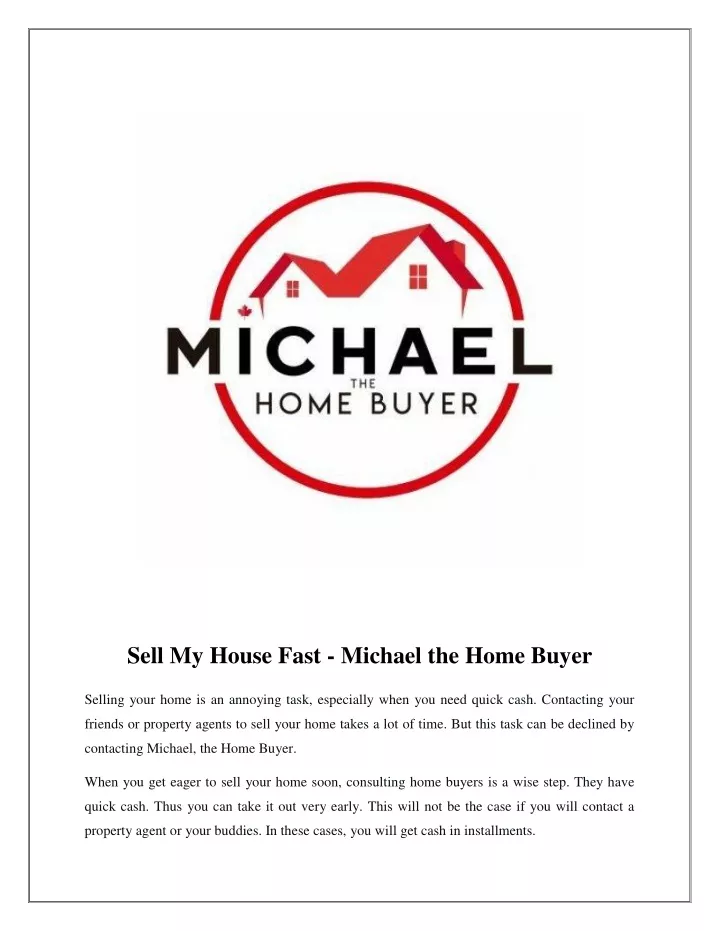 sell my house fast michael the home buyer