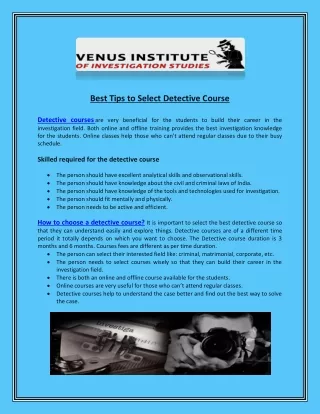 best tips to select detective course detective