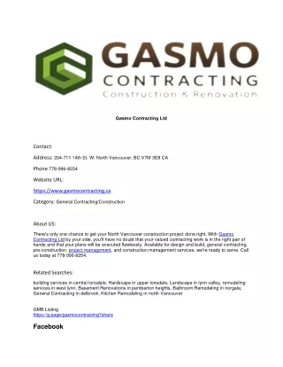 Gasmo Contracting Ltd