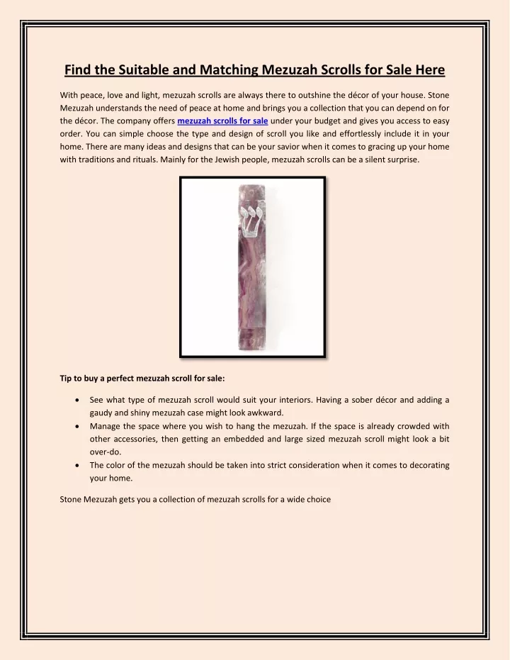 find the suitable and matching mezuzah scrolls