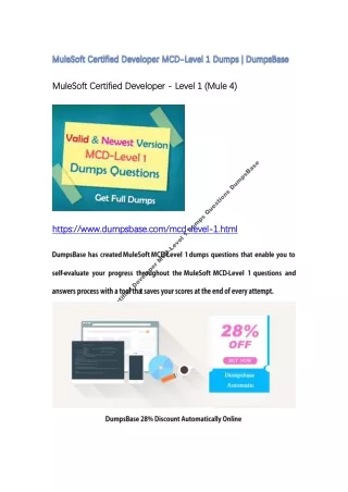 MuleSoft Certified Developer MCD-Level 1 Dumps Questions DumpsBase