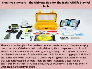 Primitive Survivors – The Ultimate Hub For The Right Wildlife Survival Tools