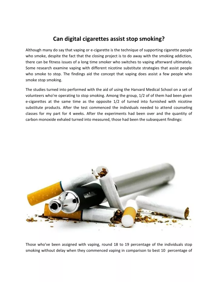 can digital cigarettes assist stop smoking