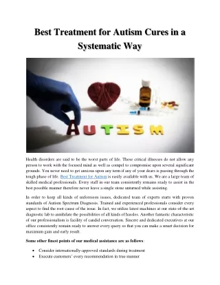 Find Best Autism Cure