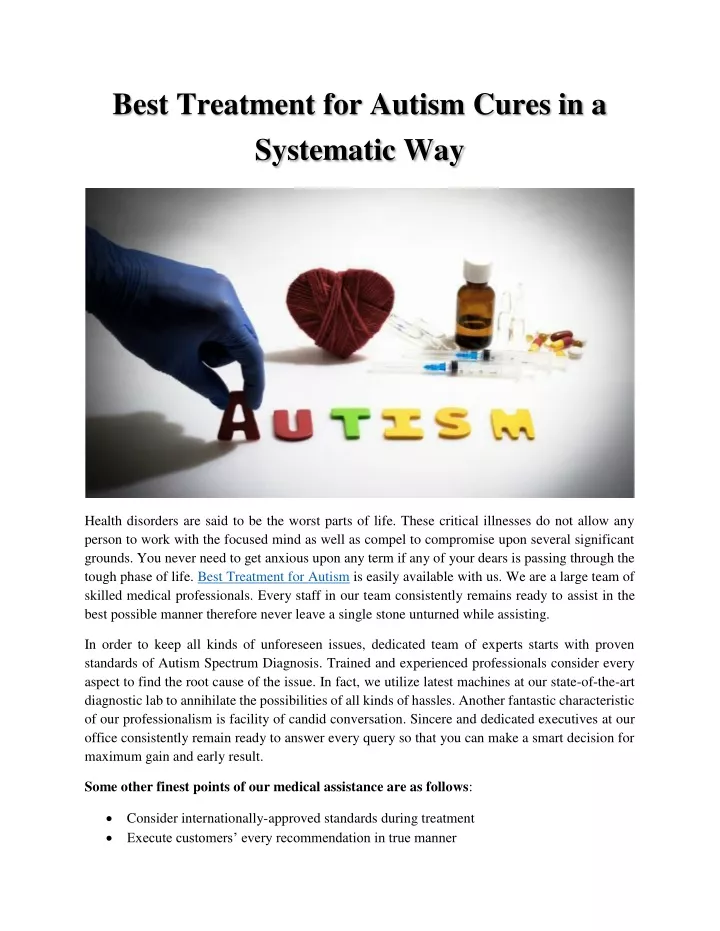 best treatment for autism cures in a systematic