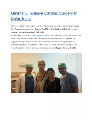 Minimally Invasive Cardiac Surgery In Delhi, India